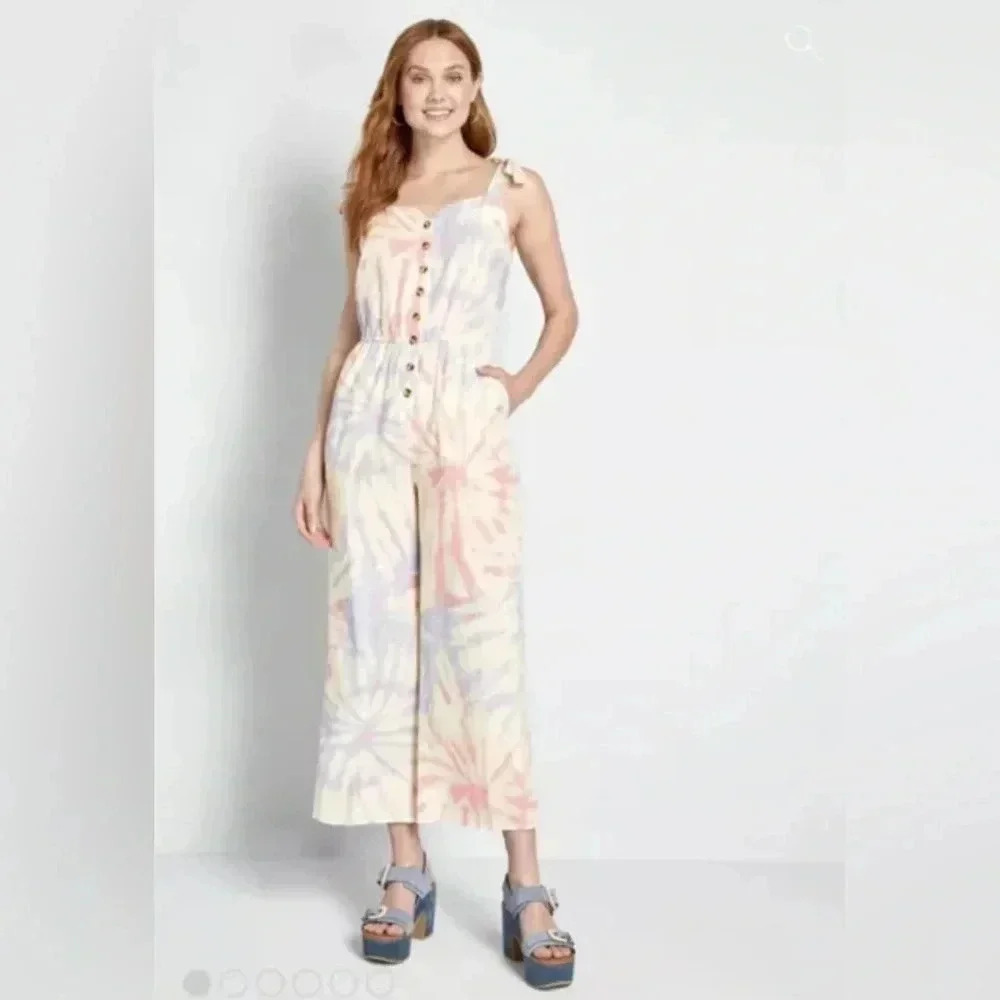 ModCloth  Every Waking Momentum Tie Dye Jumpsuit - Multi‎ - Size Small